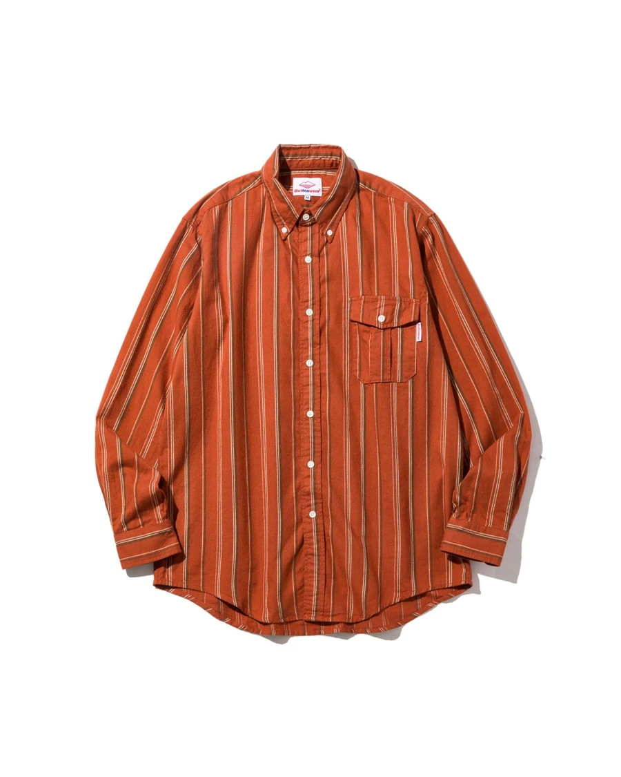 Battenwear Men's BD Scout Shirt in Brown Stripe - Classic Casual Button-Up Top