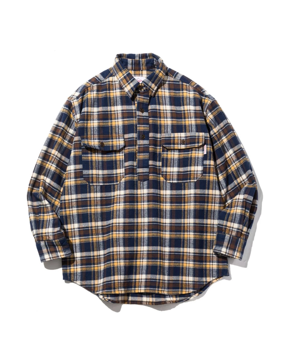 Battenwear Men's Lumberjack Pullover Sweatshirt in Navy Plaid Flannel