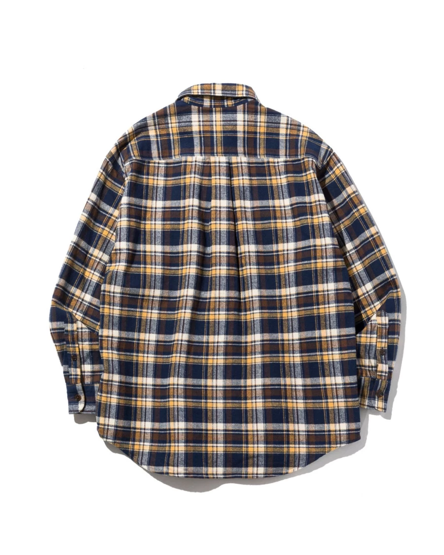 Battenwear Men's Lumberjack Pullover Sweatshirt in Navy Plaid Flannel
