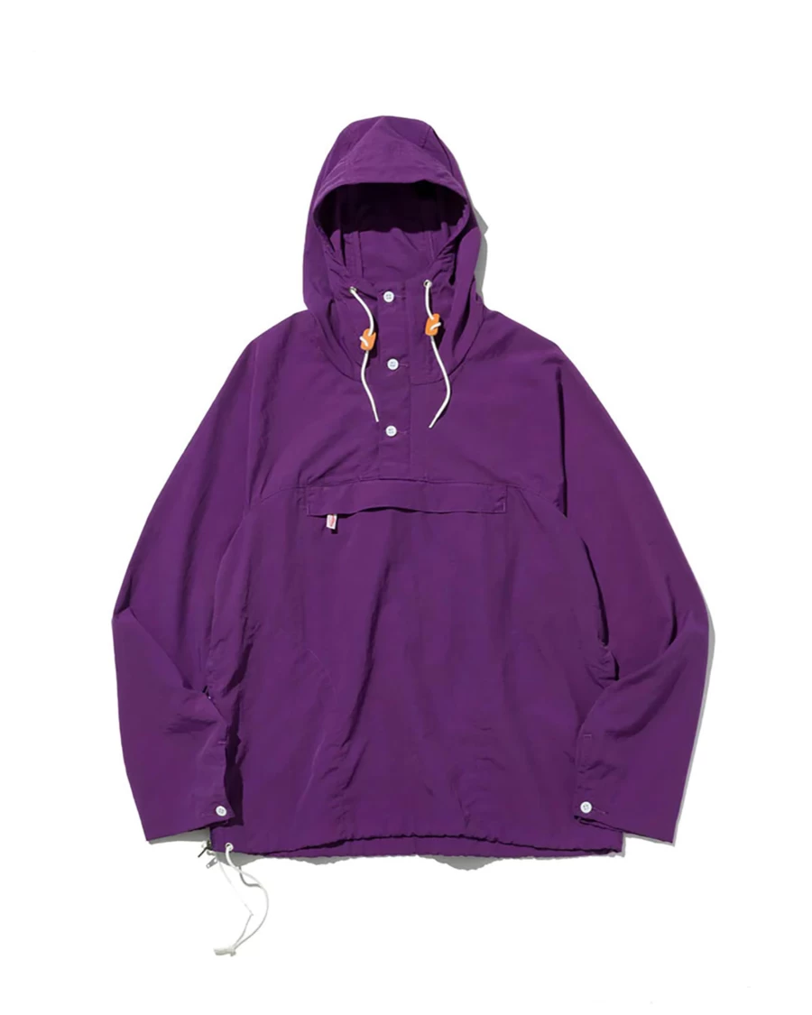 Battenwear Men's Packable Anorak Jacket in Purple, Lightweight Water-Resistant Outdoor Windbreaker