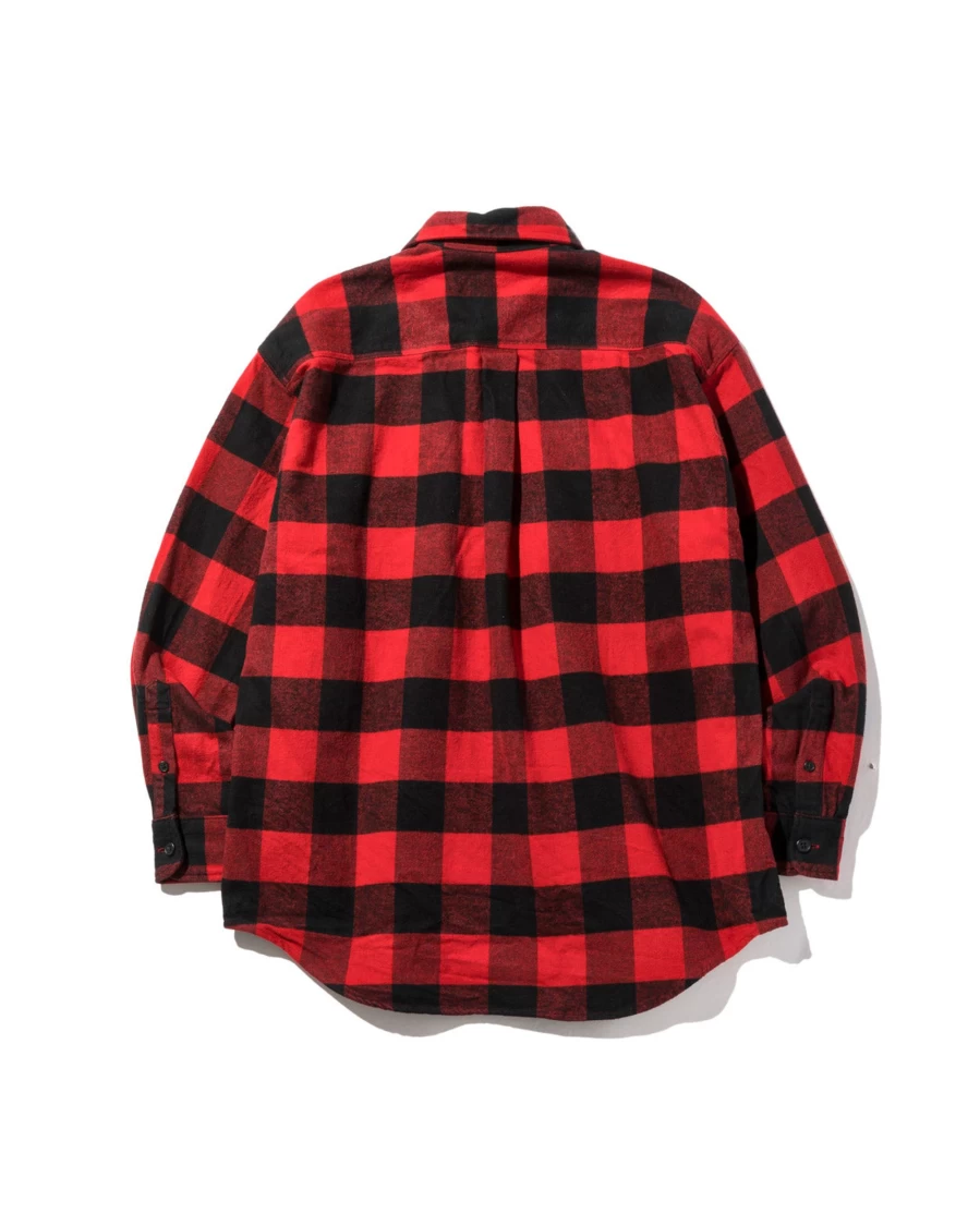 Battenwear Men's Lumberjack Pullover Sweatshirt - Red & Black Plaid Flannel Shirt