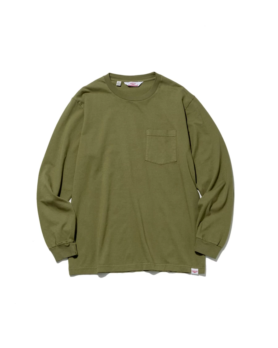 Battenwear Men's Olive Long Sleeve Pocket T-Shirt - L/S Pocket Tee