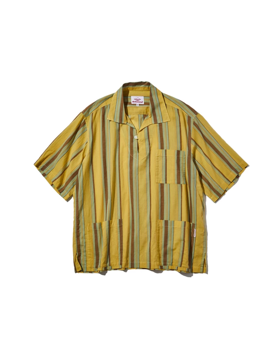 Battenwear Men's Topanga Pullover Sweater - Yellow Stripe Casual Knitwear