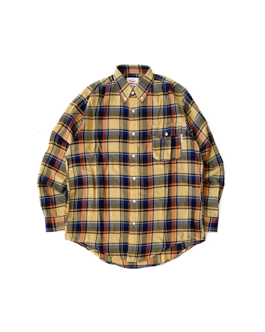 Battenwear Men's Yellow Plaid Scout Shirt - Classic Casual Button-Up Top