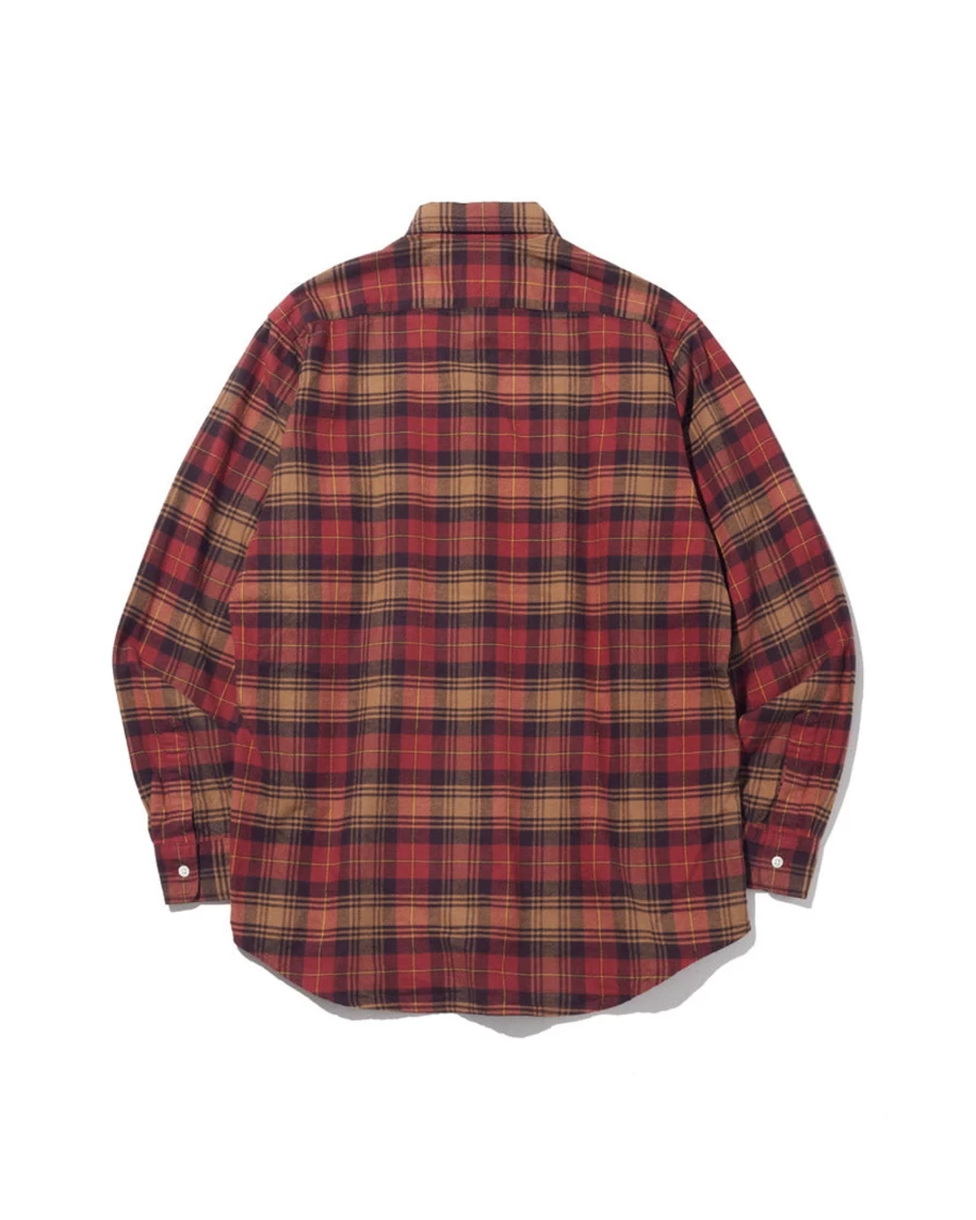 Battenwear Men's BD Scout Shirt in Red Brown Plaid Flannel