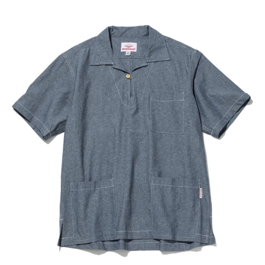 Battenwear Men's Topanga Pullover Sweatshirt in Chambray Blue - Classic Casual Crewneck