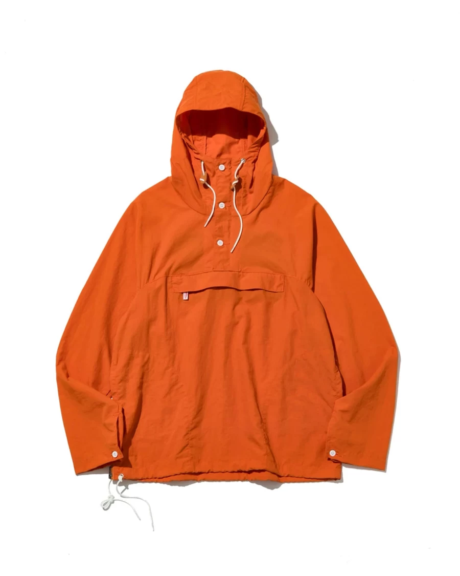 Battenwear Men's Orange Packable Anorak Jacket - Lightweight Travel Hoodie