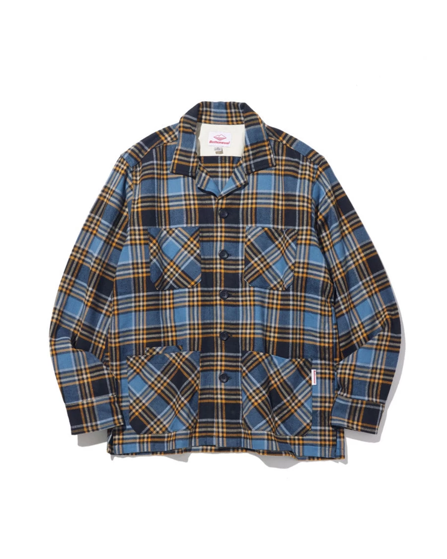Battenwear Men's Five Pocket Canyon Shirt in Blue Jay Plaid - Classic Casual Button-Up