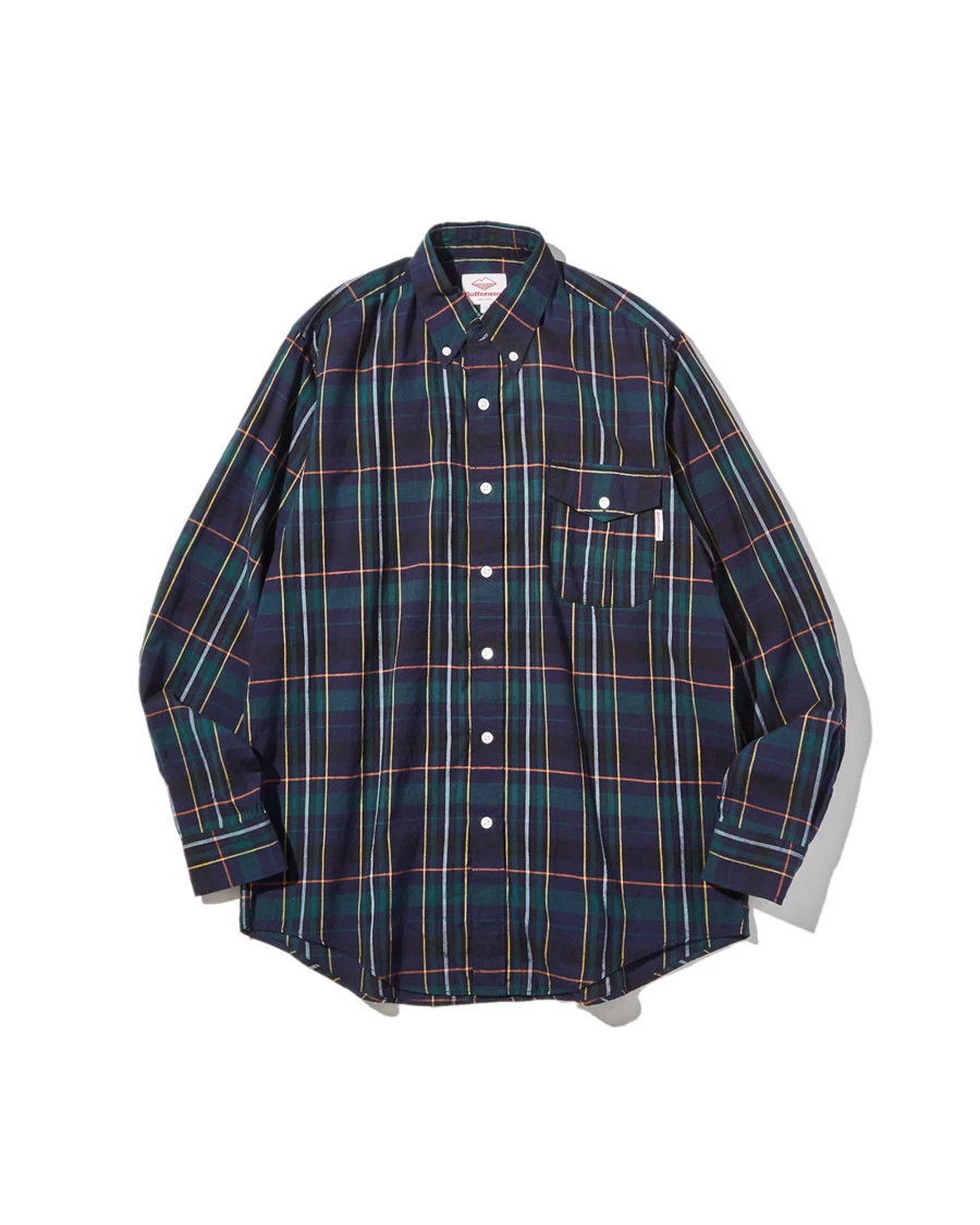 Battenwear Men's Navy Plaid Scout Shirt - Classic Casual Button-Up Top