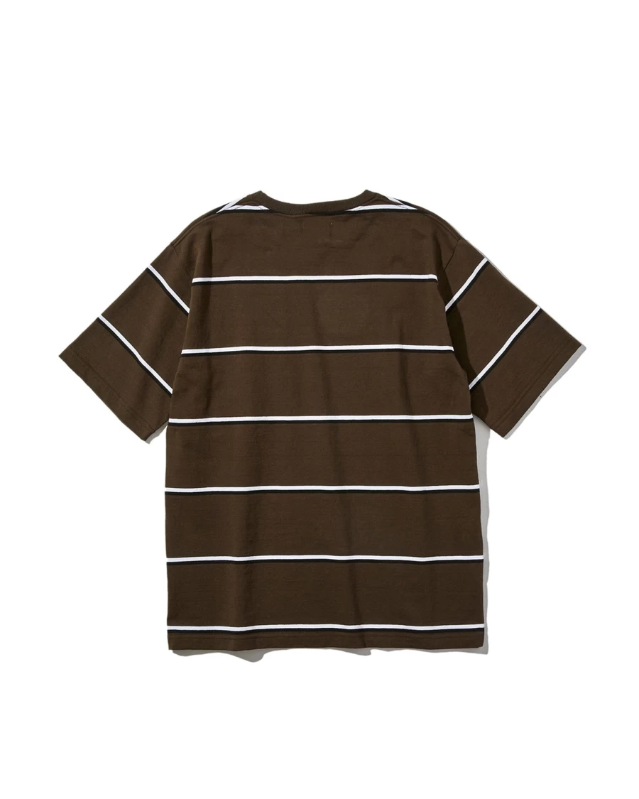 Battenwear Men's Olive Stripe Pocket Rugby Tee - Classic Striped Casual Shirt