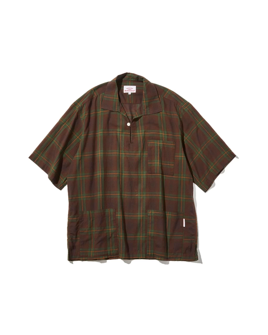 Battenwear Men's Topanga Pullover Sweater in Brown Plaid Flannel