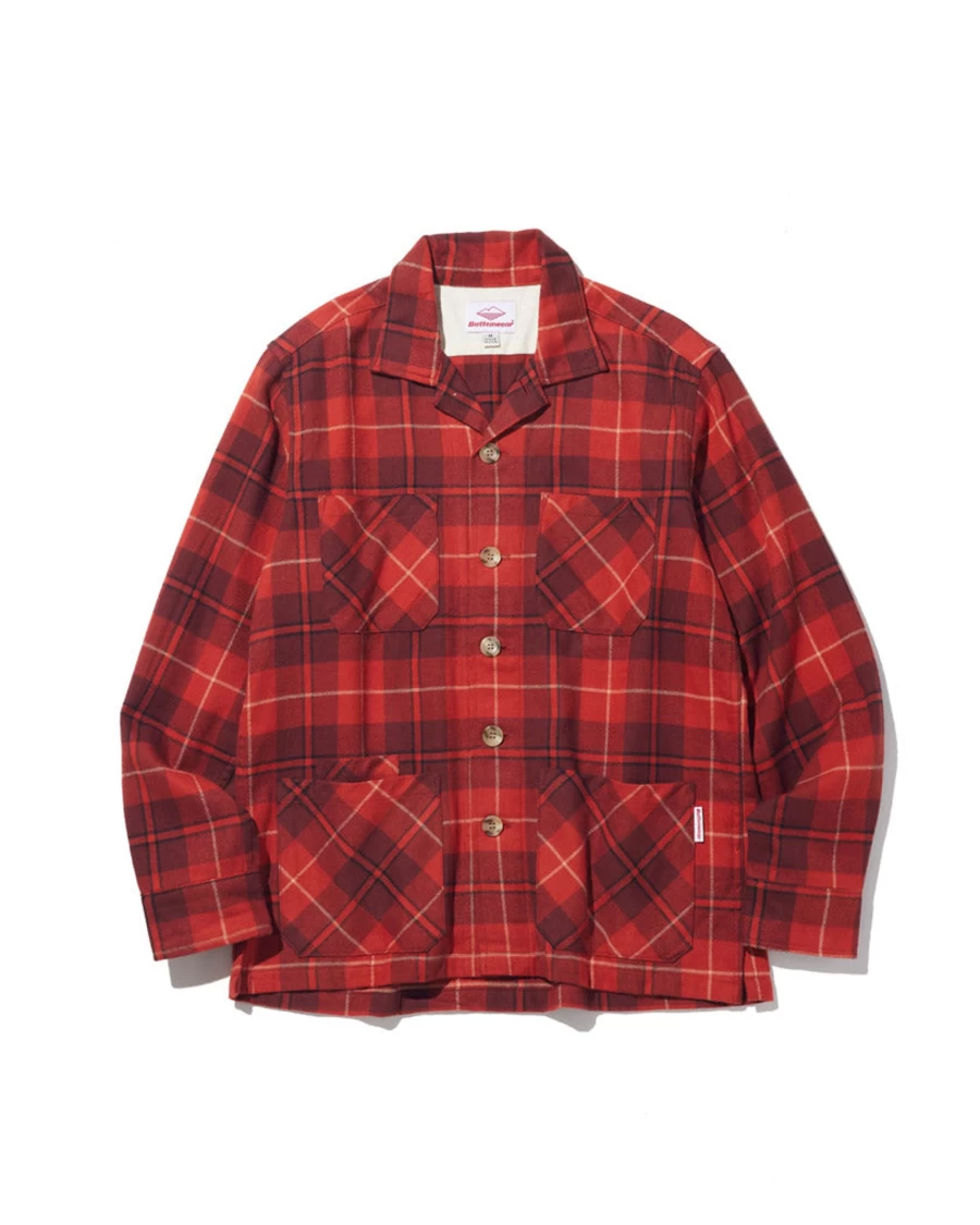 Battenwear Men's Five Pocket Canyon Shirt in Brick Plaid - Classic Outdoor Style