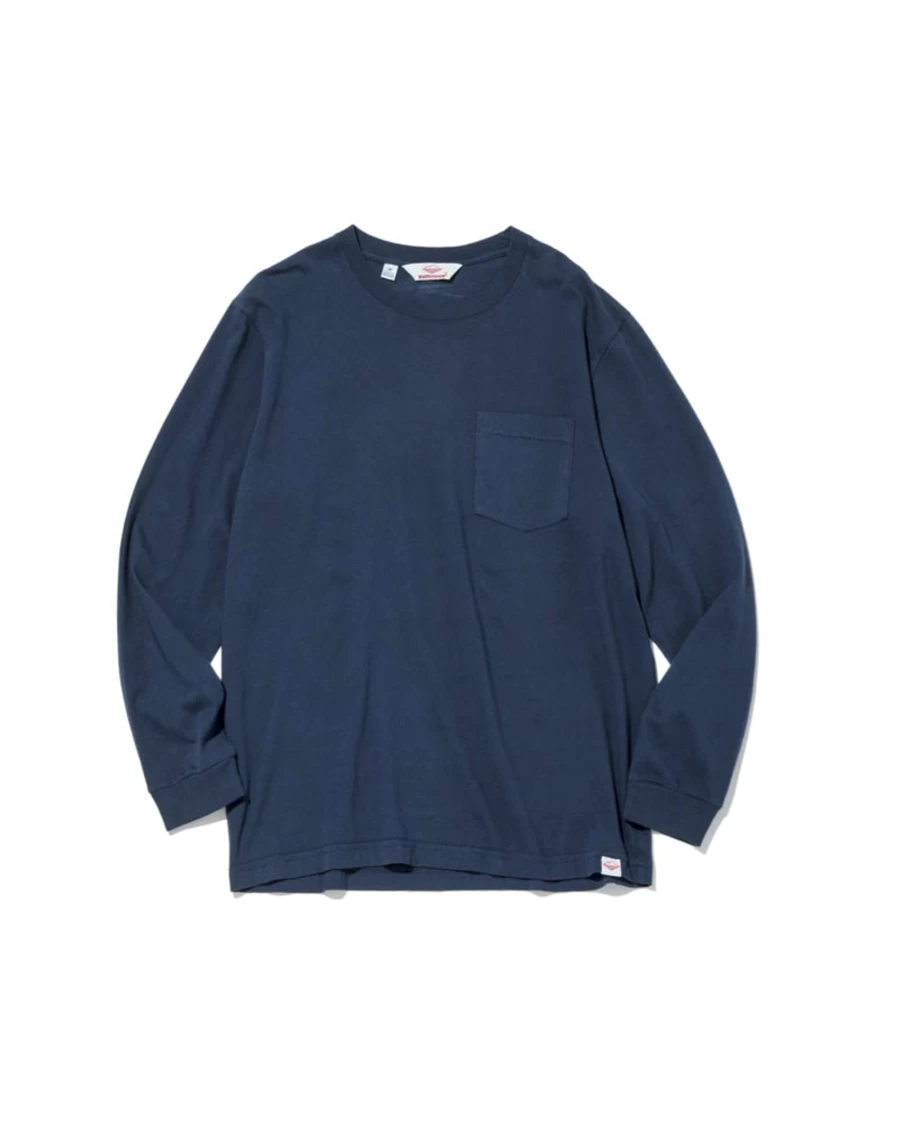 Battenwear Men's Navy Long Sleeve Pocket T-Shirt - L/S Pocket Tee