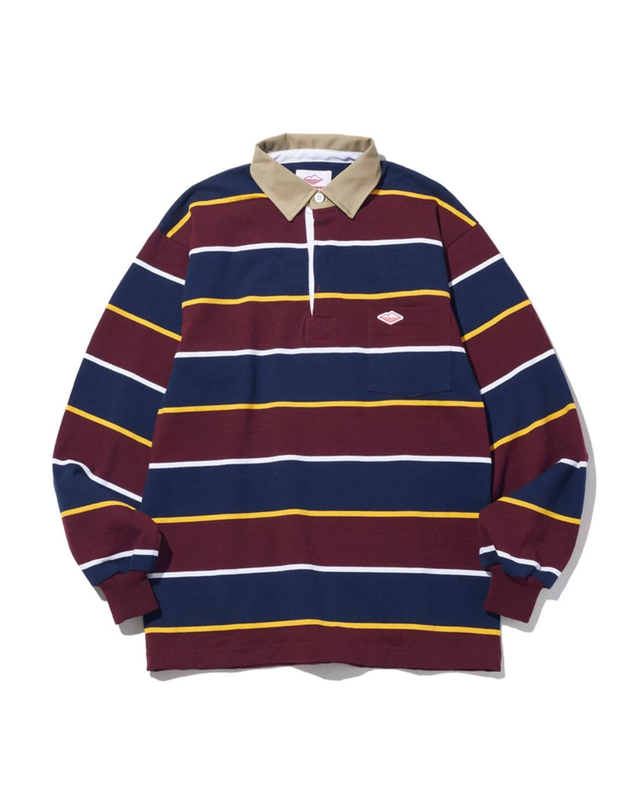 Battenwear Men's Pocket Rugby Shirt in Prep School Stripe - Classic Striped Collared Jersey