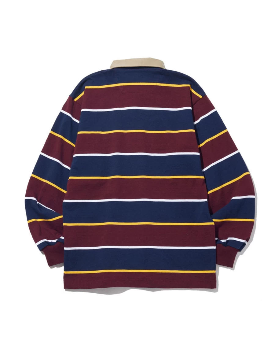 Battenwear Men's Pocket Rugby Shirt in Prep School Stripe - Classic Striped Collared Jersey
