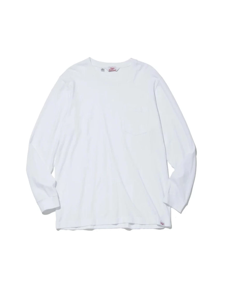 Battenwear Men's White Long Sleeve Pocket T-Shirt - L/S Pocket Tee