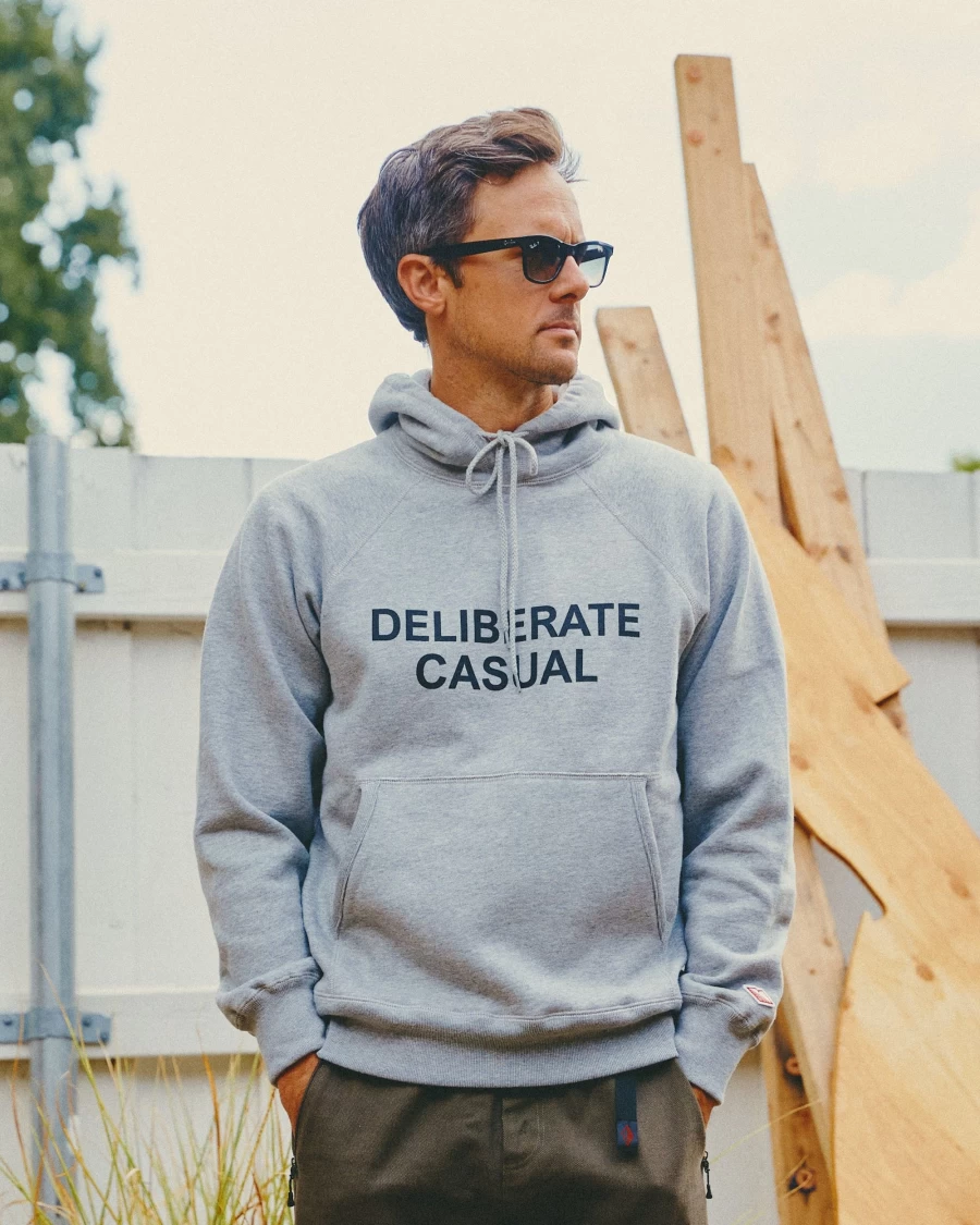 Battenwear Men's Heather Grey Deliberate Casual Reach-Up Hoody