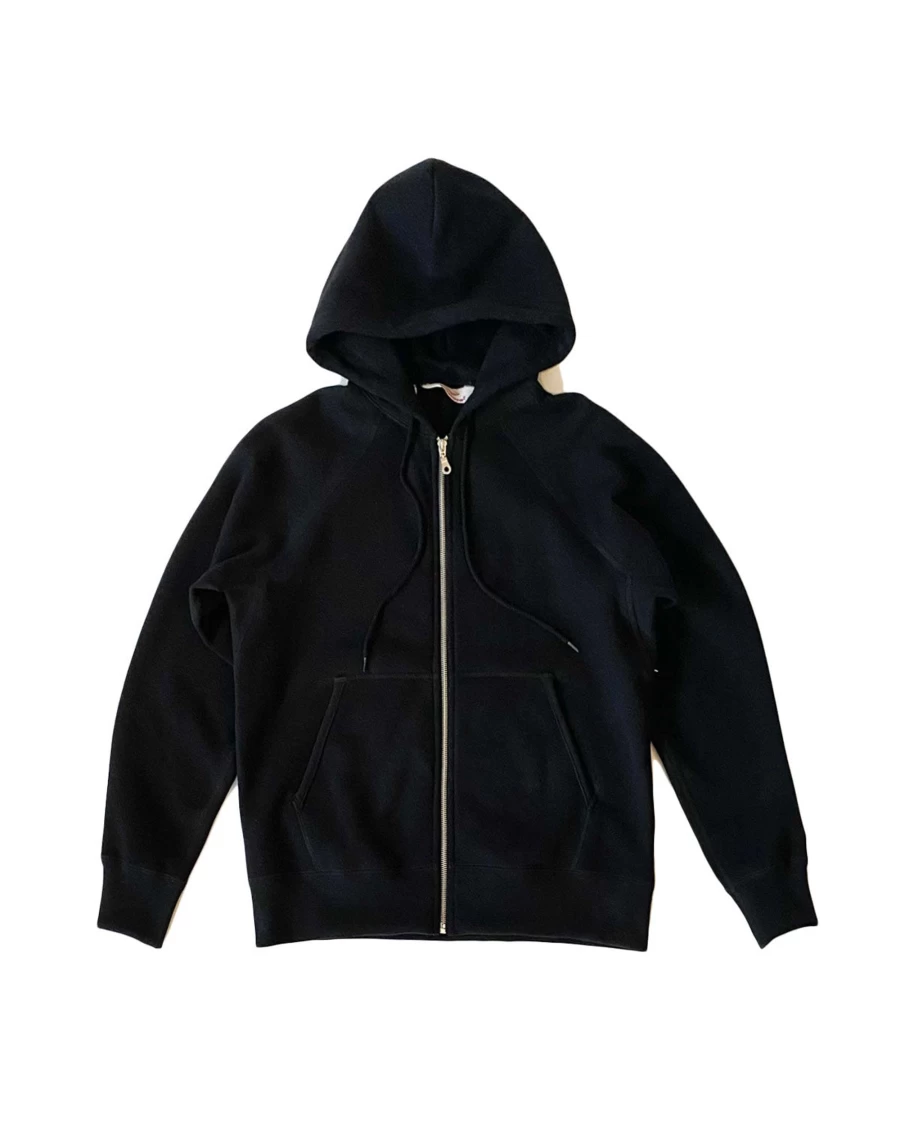 Battenwear Men's Reach-Up Zip Hoody - Black Full-Zip Sweatshirt