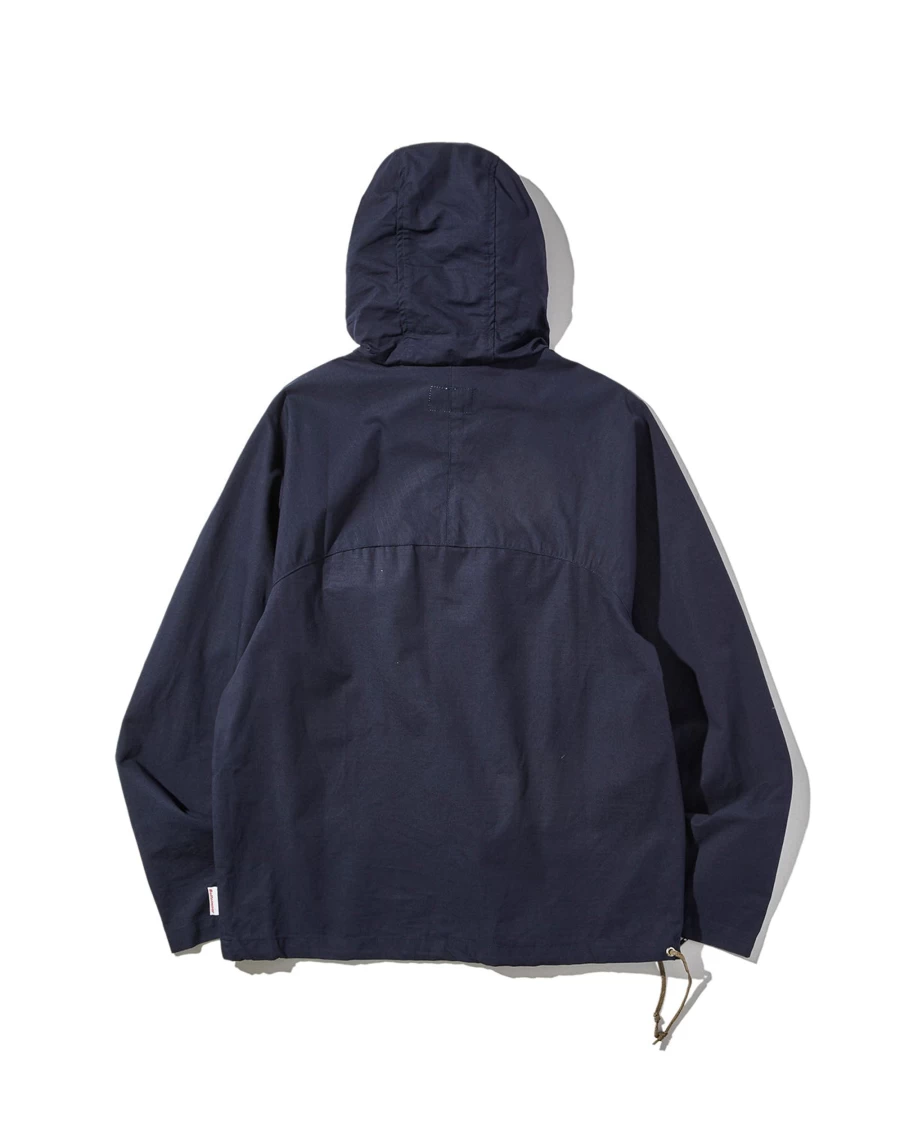 Battenwear Men's Packable Anorak Jacket in Navy Ripstop - Lightweight Water-Resistant Travel Coat