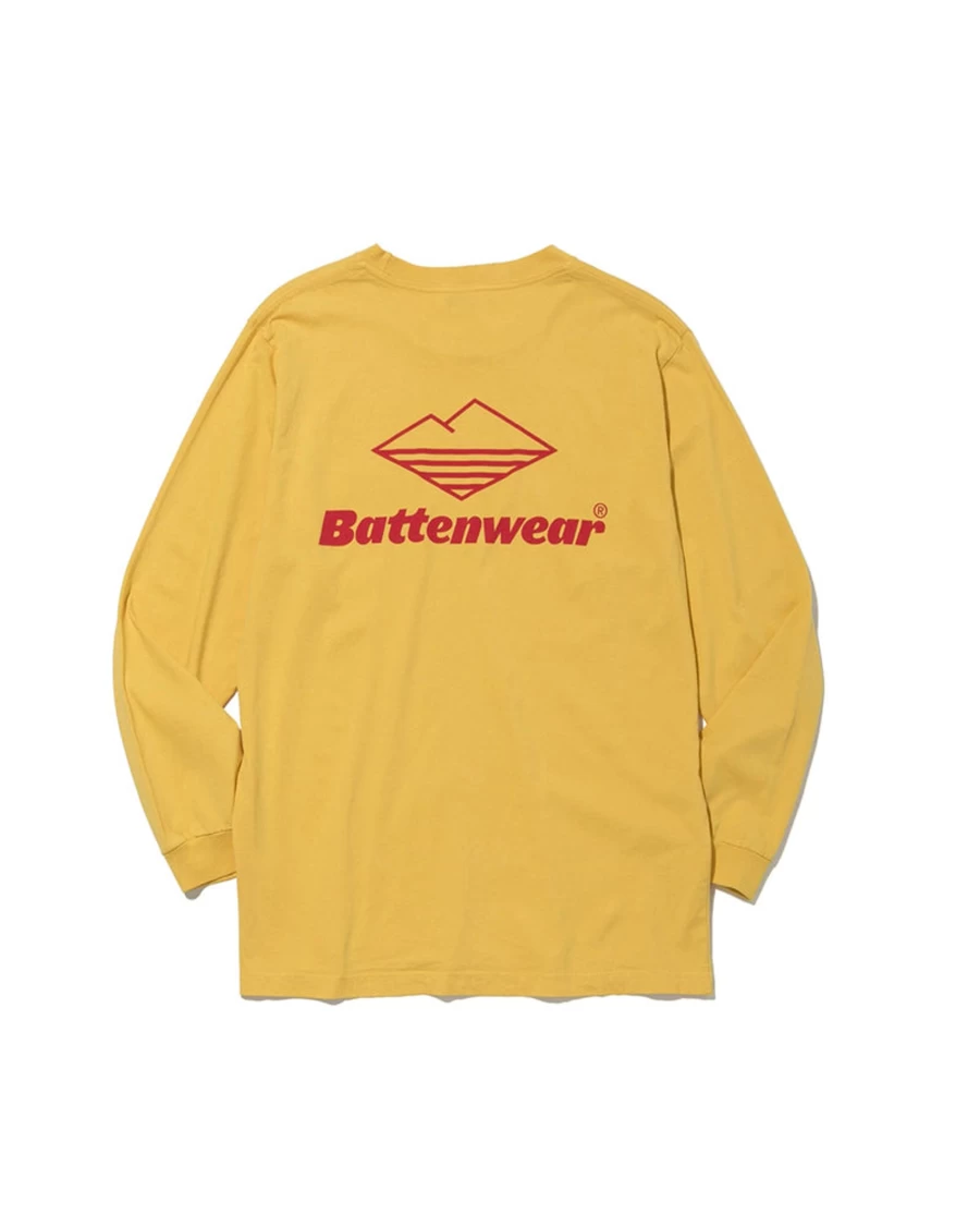 Battenwear Men's Mustard Long Sleeve Pocket T-Shirt - Team L/S Pocket Tee