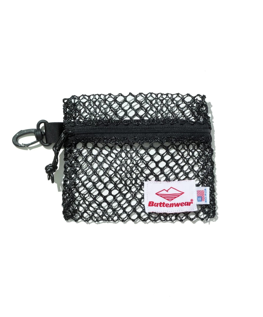 Battenwear Men's Black Mesh Zip Pouch - Durable & Stylish Storage Accessory