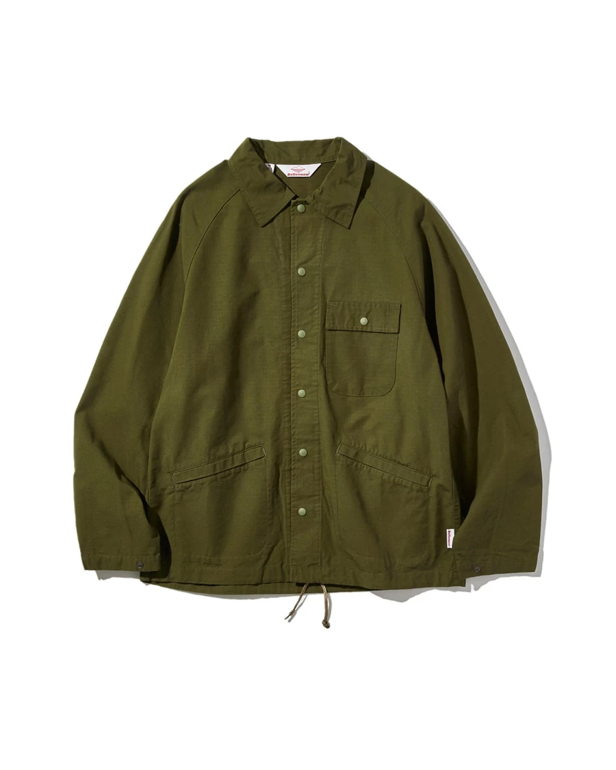 Battenwear Men's Beach Breaker Jacket in Olive Drab Ripstop for Outdoor Wear