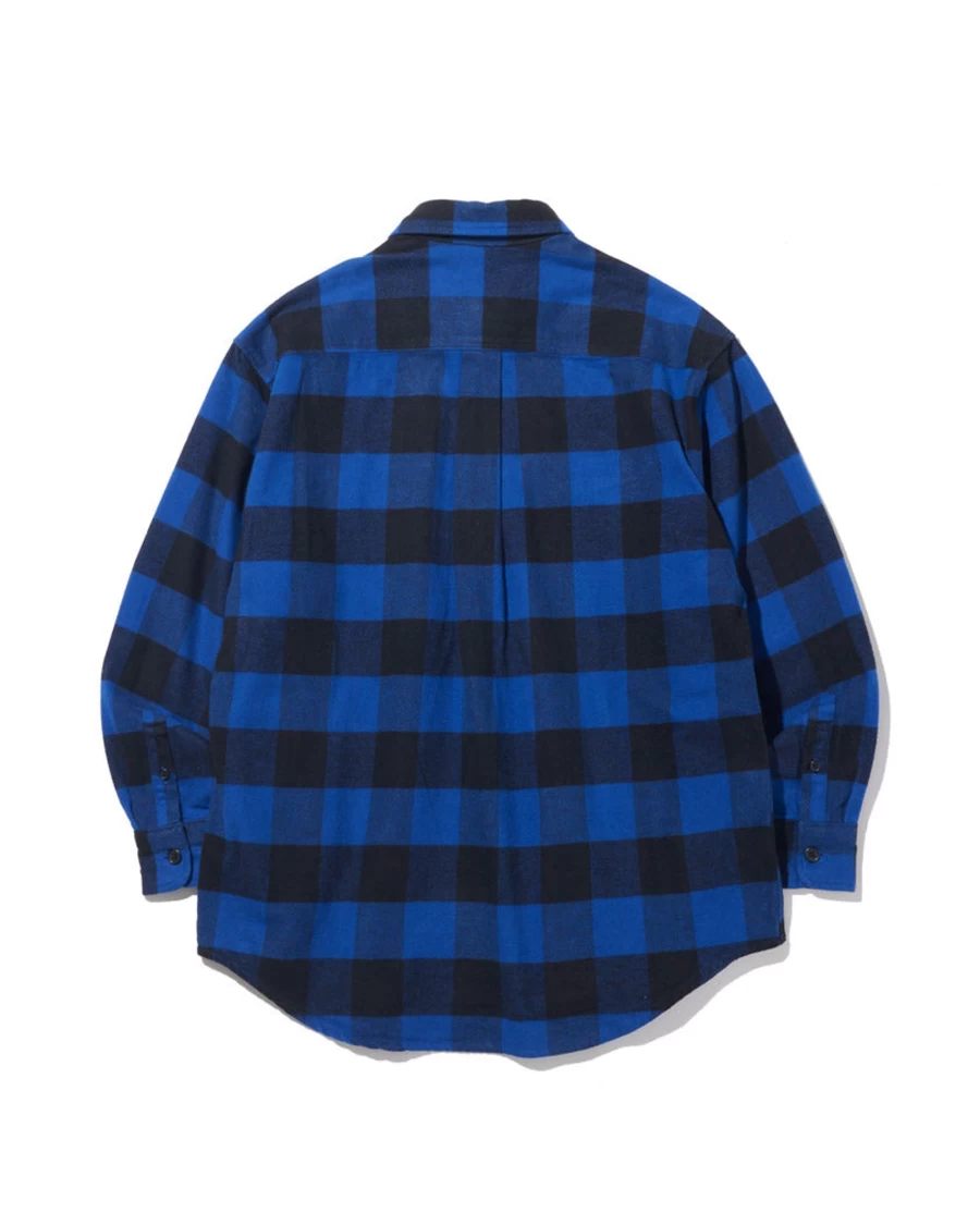 Battenwear Men's Lumberjack Pullover Sweatshirt - Blue X Black Plaid Flannel Style